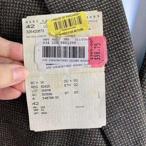 Hart Schaffner and Marx 2 Button Wool Sport Coat Jacket Blazer 42L NEW NWT - Picture 7 of 10